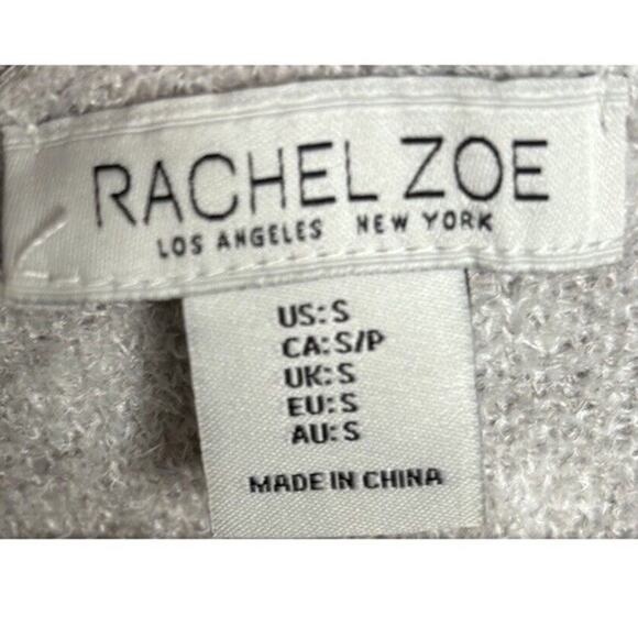 Rachel Zoe Hooded Cardigan Size Small Gray Leopard Print Pockets Oversized Cozy - Picture 7 of 9